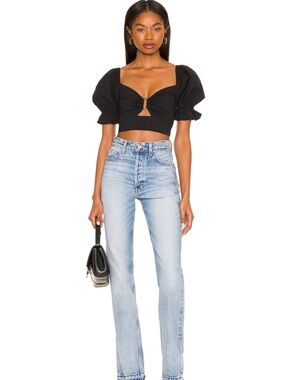 More to Come RED (red color of pictured top) Puff Sleeve Crop Top